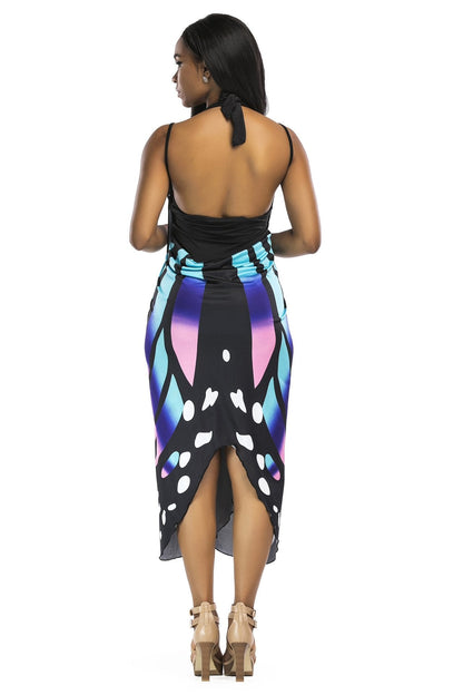 New Sexy Shawl Sling Print Cover Up Dress