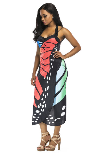 New Sexy Shawl Sling Print Cover Up Dress