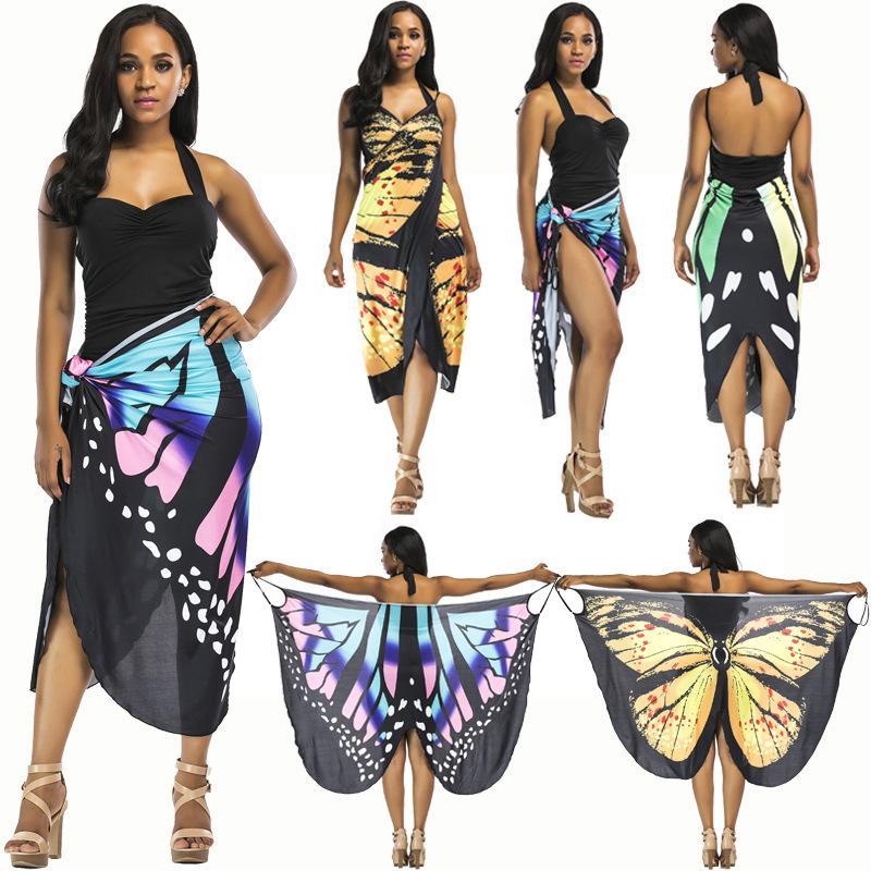 New Sexy Shawl Sling Print Cover Up Dress