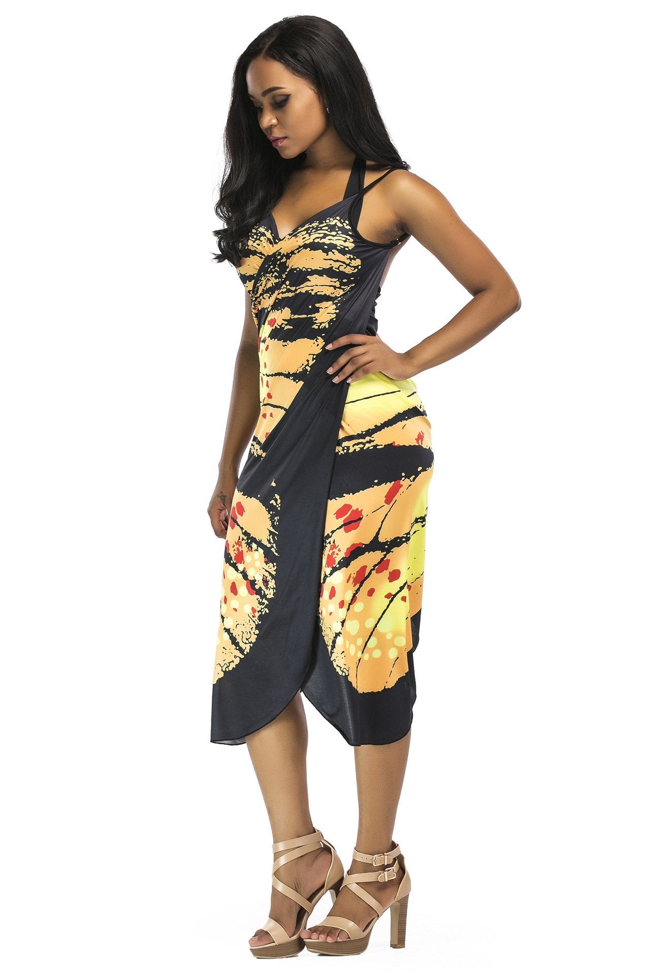 New Sexy Shawl Sling Print Cover Up Dress