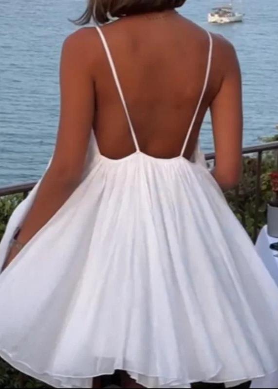Spaghetti Strap White Dress Lightweight A line