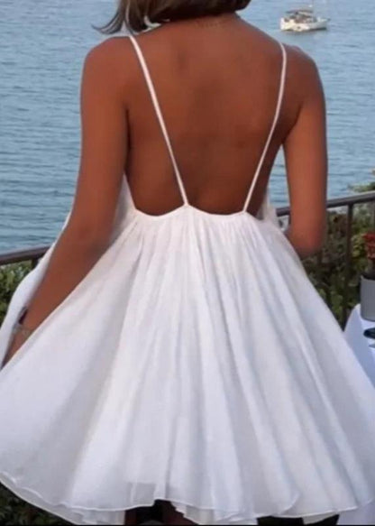 Spaghetti Strap White Dress Lightweight A line