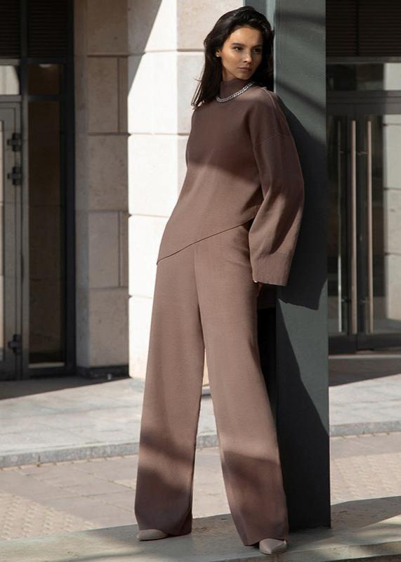 Oversized Knit Two-Piece Set With Asymmetrical Hem