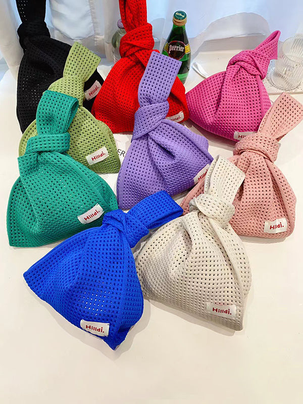 Hollow Letter Print Solid Color Handbags