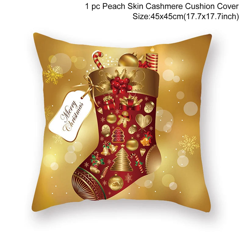 45Cm Christmas Cushion Cover Navidad Merry Christmas Decorations For Home 2023 Xmas Noel Cristmas Ornaments New Year Gifts 2024