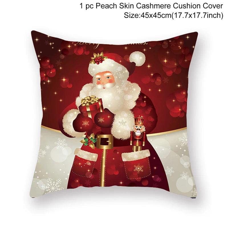45Cm Christmas Cushion Cover Navidad Merry Christmas Decorations For Home 2023 Xmas Noel Cristmas Ornaments New Year Gifts 2024