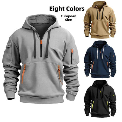 Men's Hooded Zip-Up Sweatshirt With Pockets Jacket