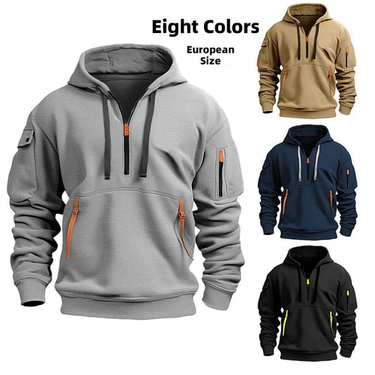 Men's Hooded Zip-Up Sweatshirt With Pockets Jacket
