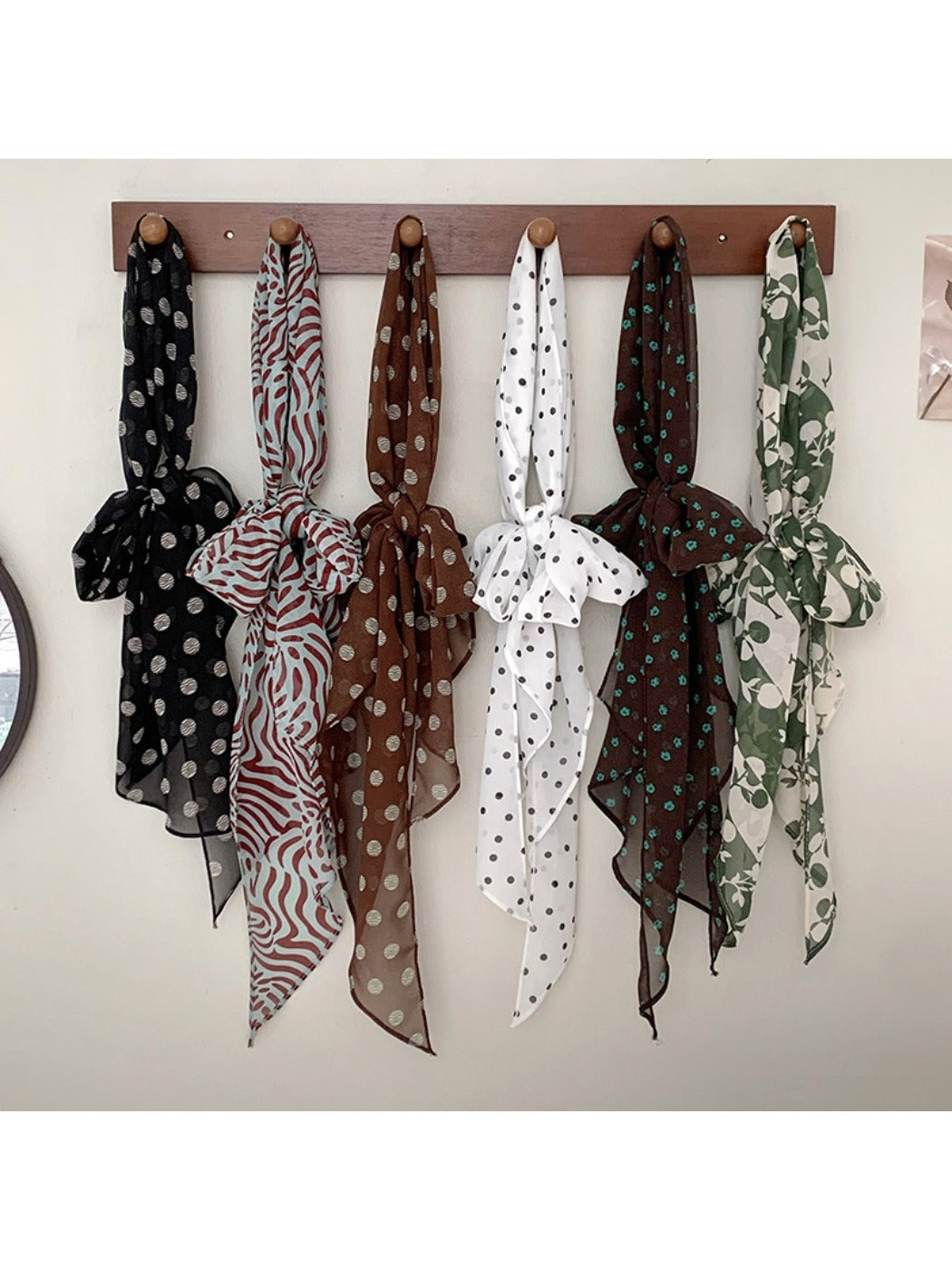 Haila - Vintage Classic Spot Print Long Scarf Headband