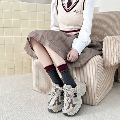 Rufia - Colorblock Rolled Cuff Mid-Calf Socks