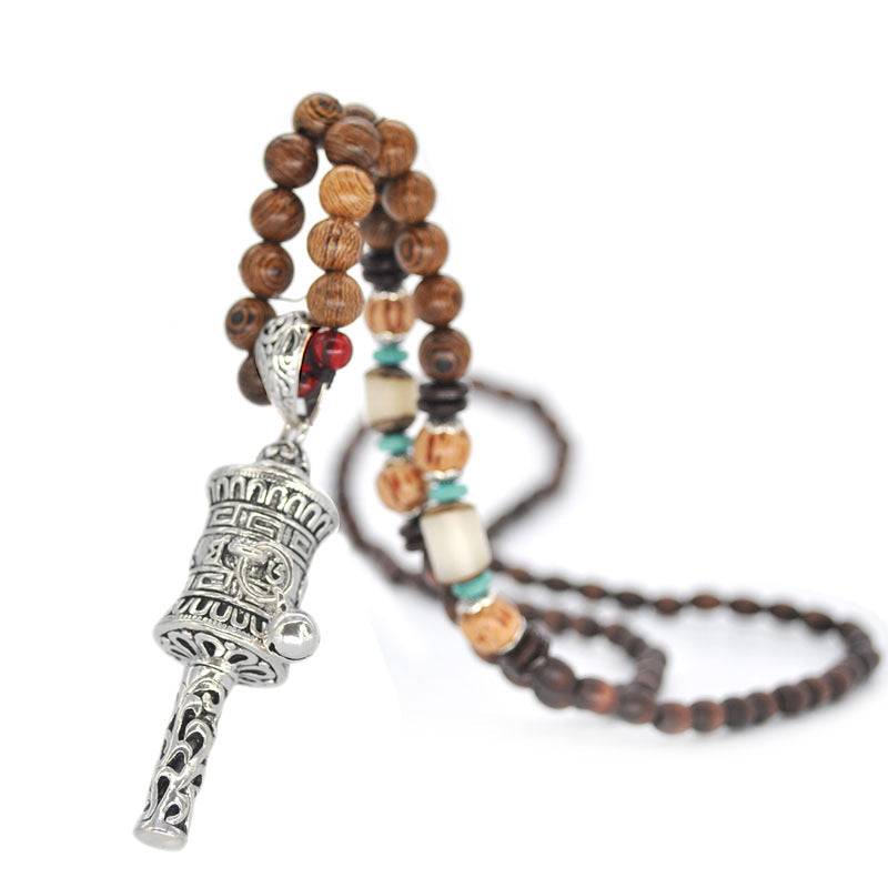 Nepal Handmade Original Pendant Wooden Bead Necklace Female Beads Retro Art Necklace Sweater Chain Clothing Accessories
