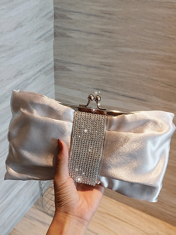 Chains Contrast Color Pleated Split-Joint Evening Bags&Clutches