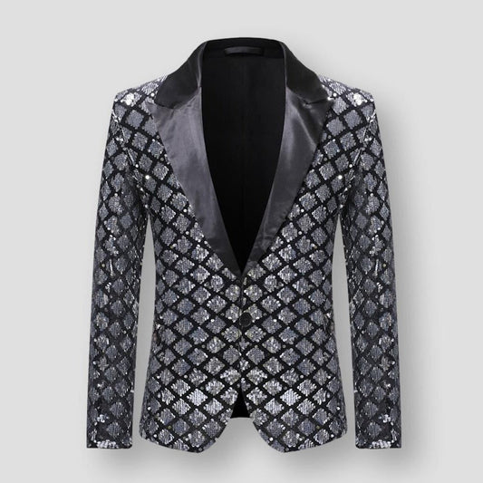 Sky Madrid Plaid Sequin Blazer