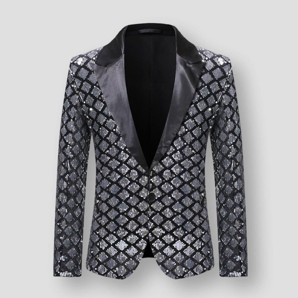 Sky Madrid Plaid Sequin Blazer