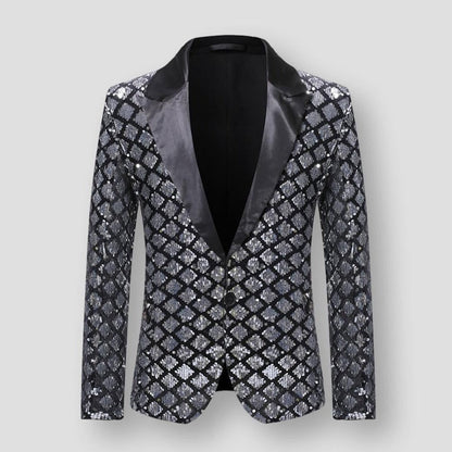 Sky Madrid Plaid Sequin Blazer