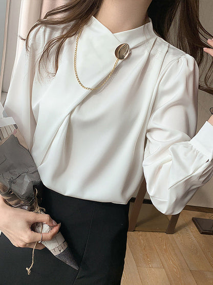 Fashion Solid Color All-Match Long Sleeves Blouses