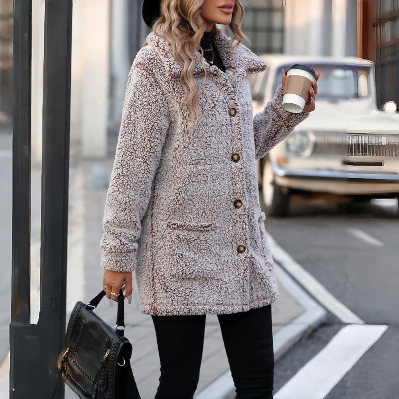 Relaxed Lapel Button Front Long Cardigan Coat