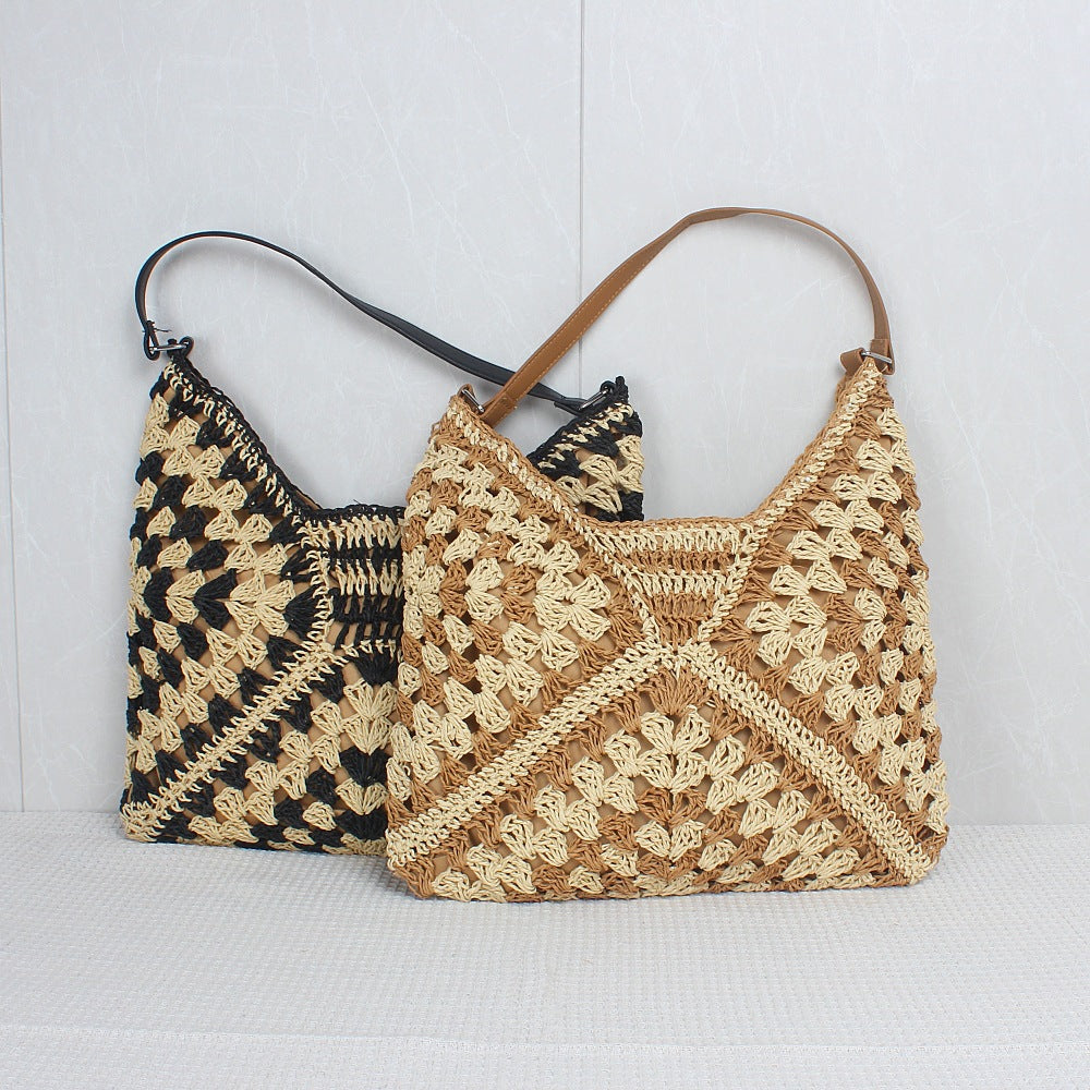 Crochet Granny Square Bag High Capacity Woven Bag