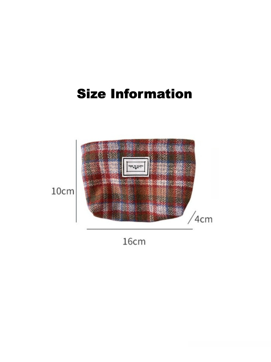 Cosbai - Vintage Plaid Cosmetic Pouch &amp; Coin Purse