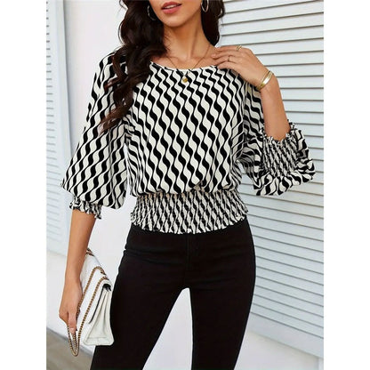 Women's Short Sleeve Color Block Print T-Shirt