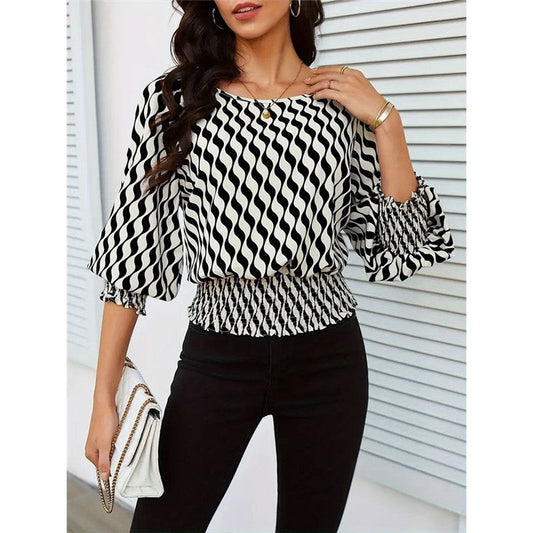 Women's Short Sleeve Color Block Print T-Shirt