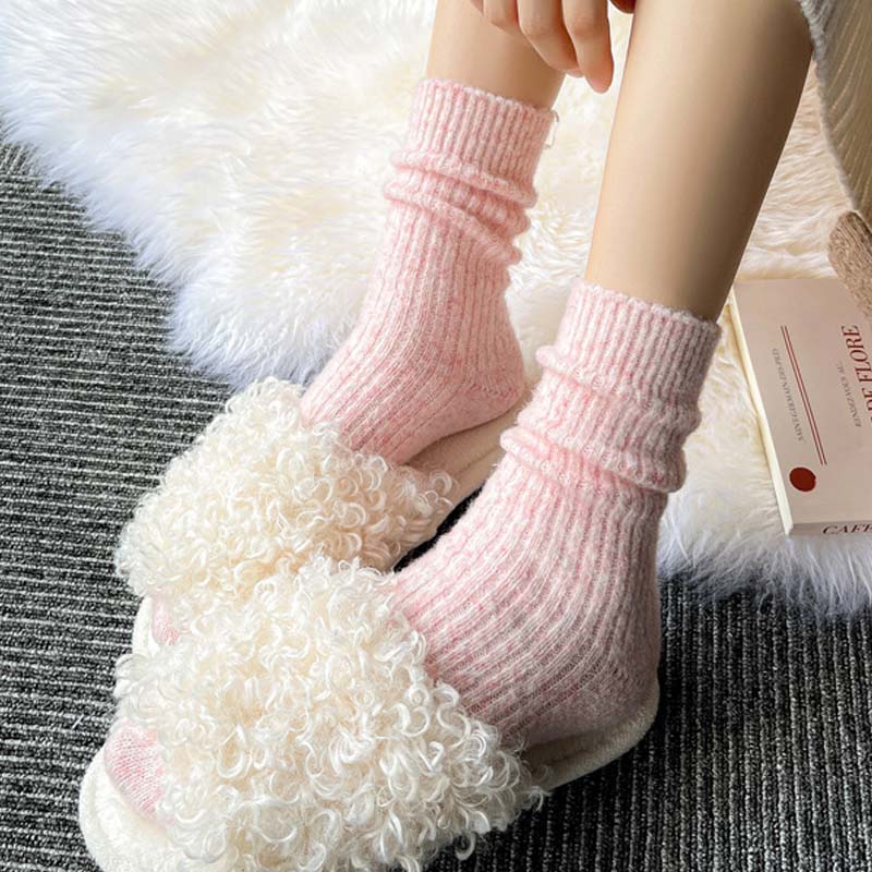 Vintage Thicken Warm Wool Solid Crew Socks