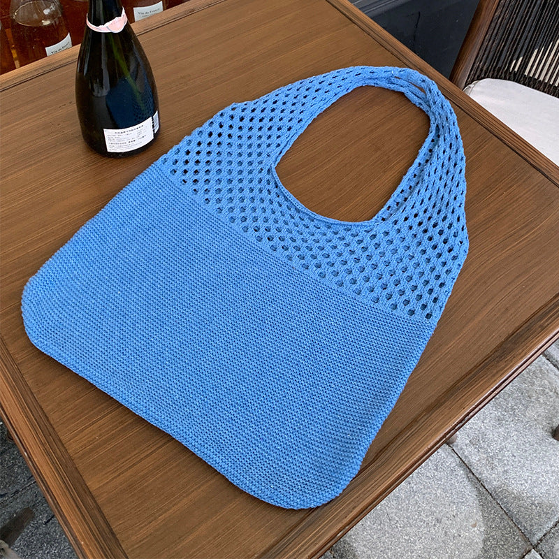 Crochet Tote Bag Women's Shoulder Bag With Mesh