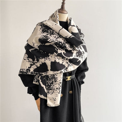 Jacquard Fringed Cashmere-Like Scarf