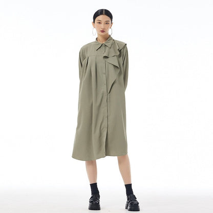 Pleated Contrast Panel Casual Dress