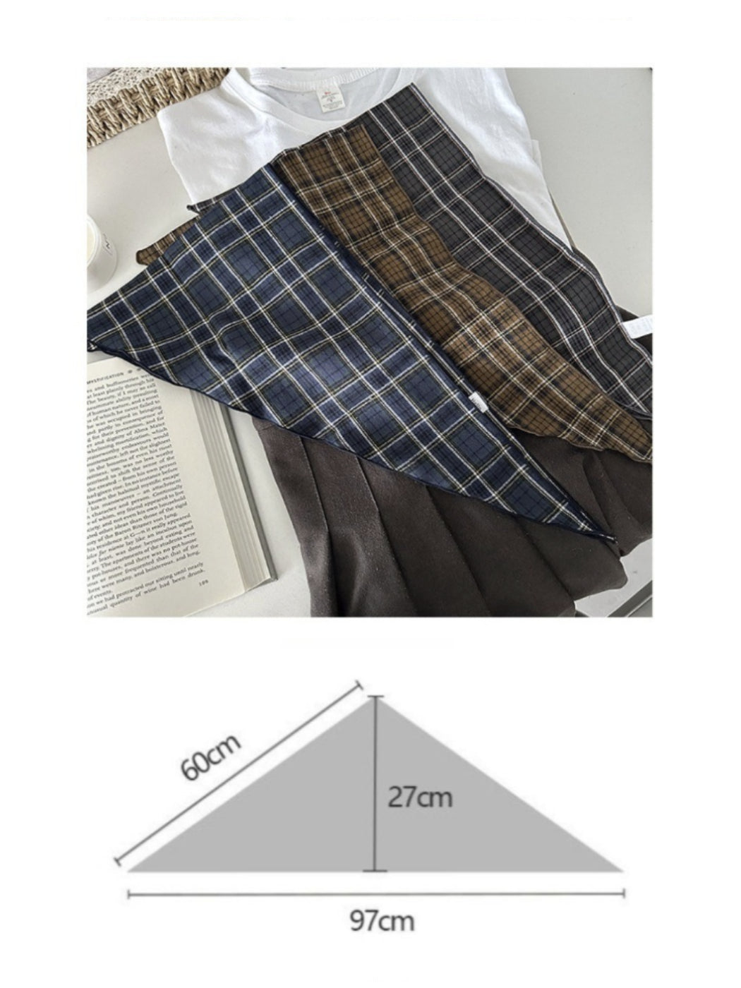 Scarvii - Retro Plaid Triangle Scarf