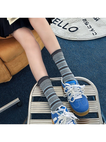 Rufia - Color-Block Crew Socks - Trendy &amp; Seamless