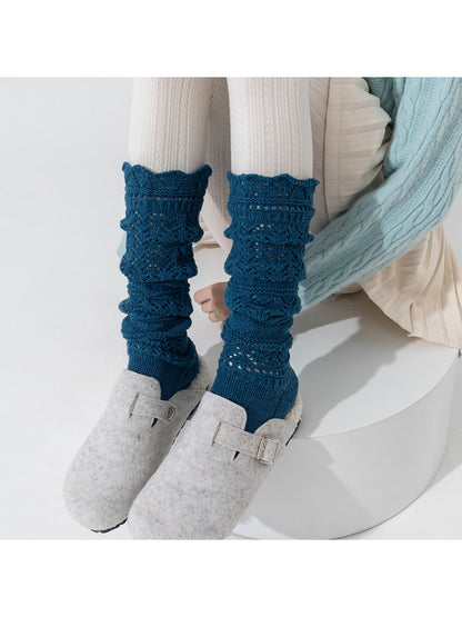 Rufia - Vintage-inspired Knit Socks with Embossed Openwork