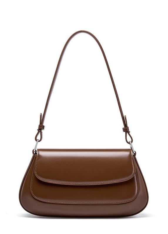 High Grade Leather Shoulder Bag With Dual Flap