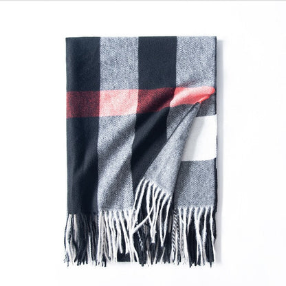 Plaid Print Tassled Imitated Cashmere Warm Shawl Scarf