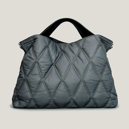 Trendy Solid Cotton Padded Tote Shoulder Bag