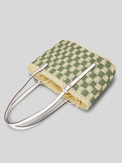 Contrast Color Plaid Straw Bags Accessories Handbags