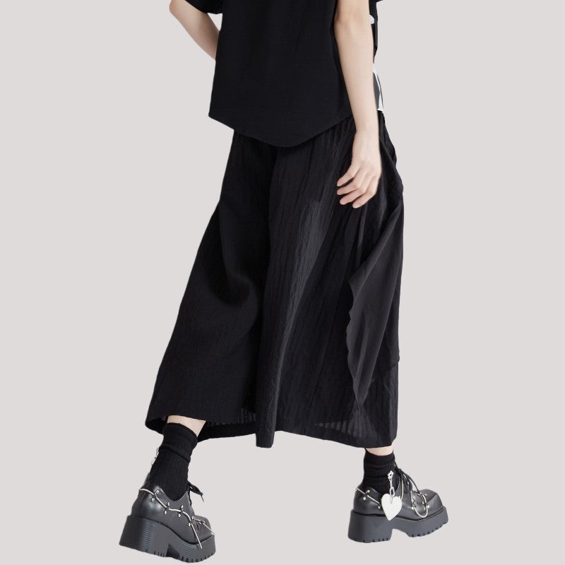 Pleated Asymmetric Skirt Pants