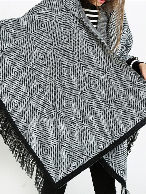 Fashion Asymmetric Tassels With Hat Cape Tops