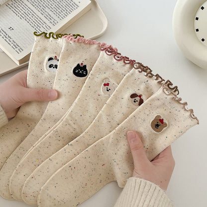 Rufia - Embroidered Animal Crew Socks
