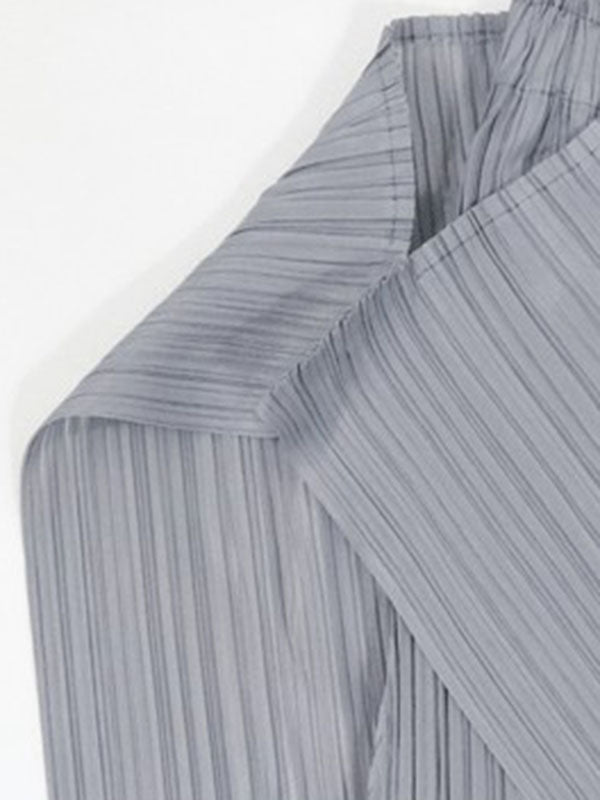 Irregular Clipping Loose Asymmetric Pleated Solid Color Split-Side Tiered Round-Neck Casual Pants Bottoms Two Pieces Set Vest Top