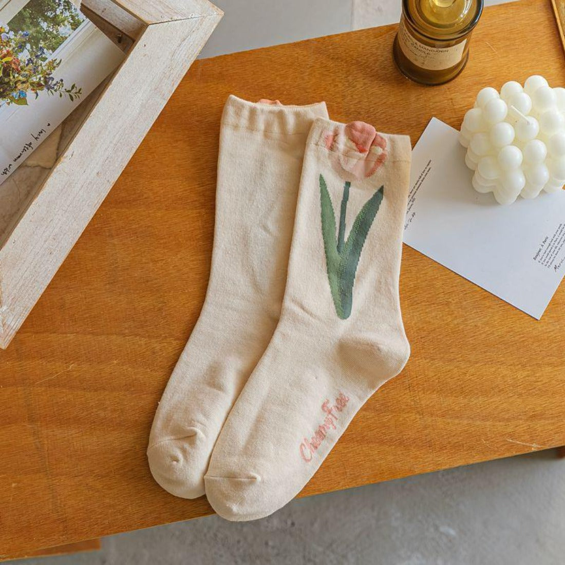Rufia - Tulip Pattern Crew Socks
