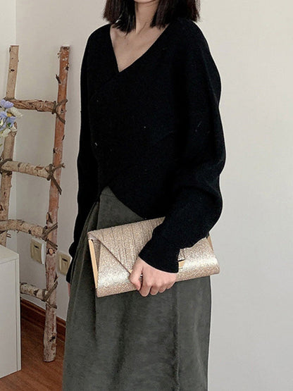 Chains Contrast Color Sequined Split-Joint Evening Bags&Clutches