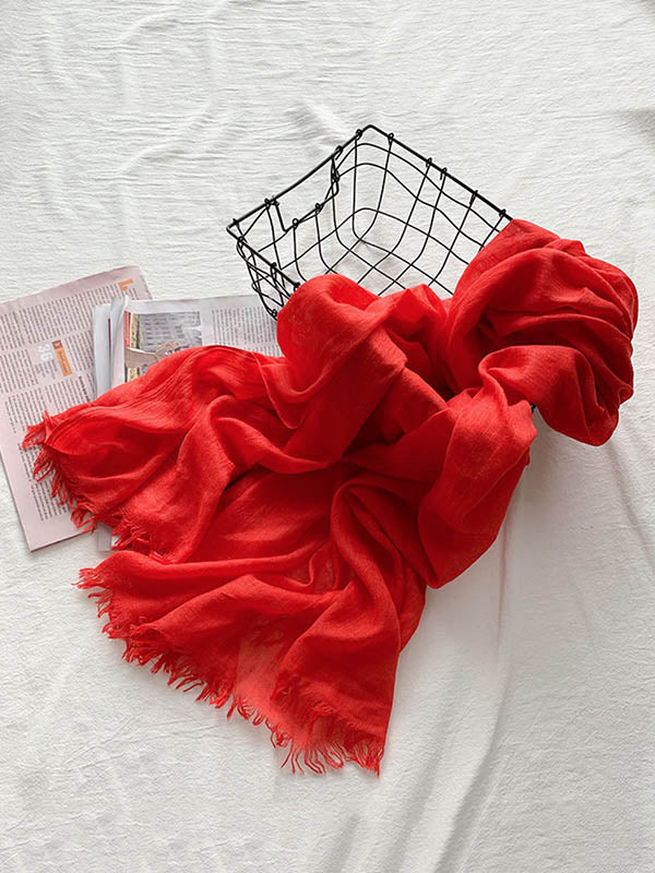 Casual Simple Ramie Cotton 14 Colors Scarf