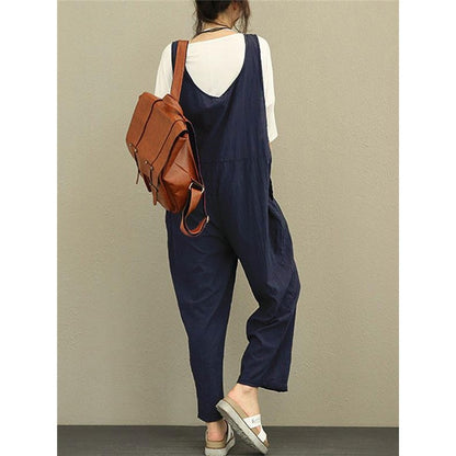 Leisure Solid Color Baggy Jumpsuit