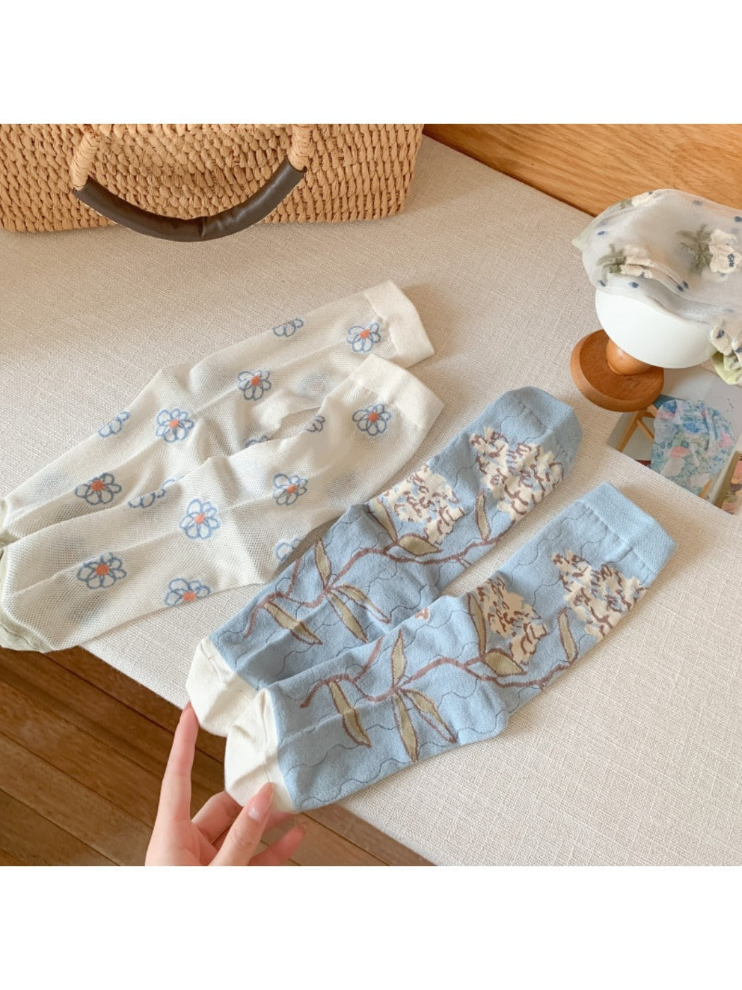 Rufia - Vintage Blue Crew Socks