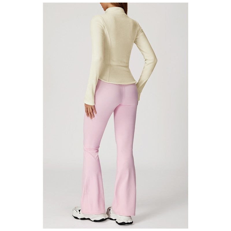 Solid Color Slim Fit Fleece Jacket