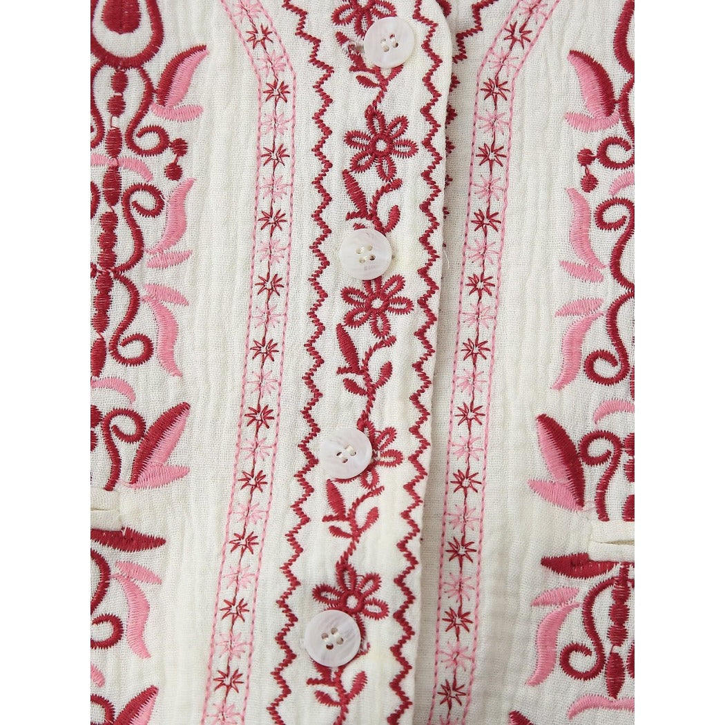 Crosa - Embroidered V-Neck Top – Classic &amp; Versatile