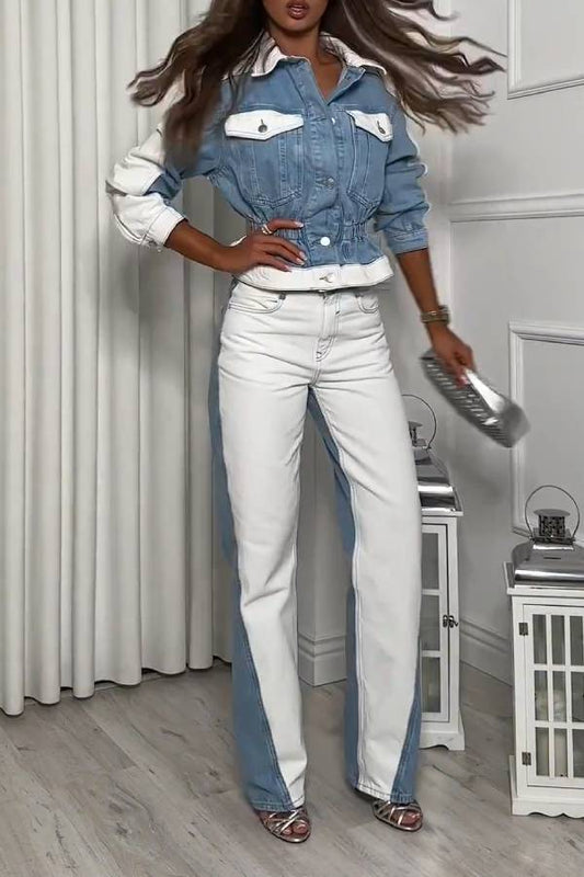 STRAIGHT LEG MID-RISE COMBINED JEANS