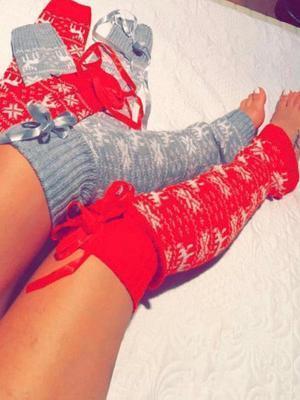 Knitting Over Knee-High Stocking