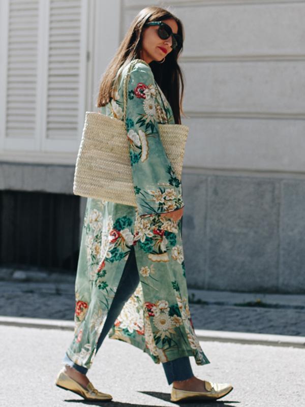 Fashion Floral Printed Cover-Up Outwear